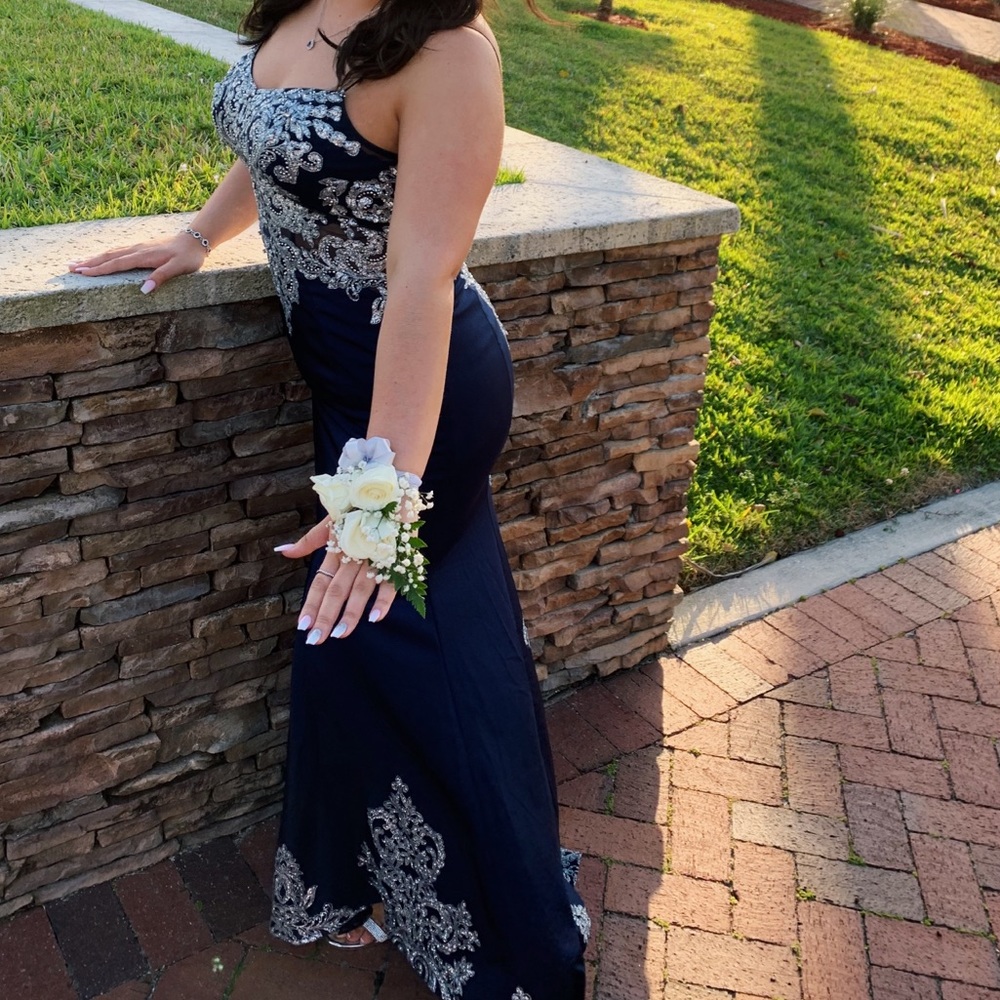 camille la vie navy blue mermaid prom dress ✨